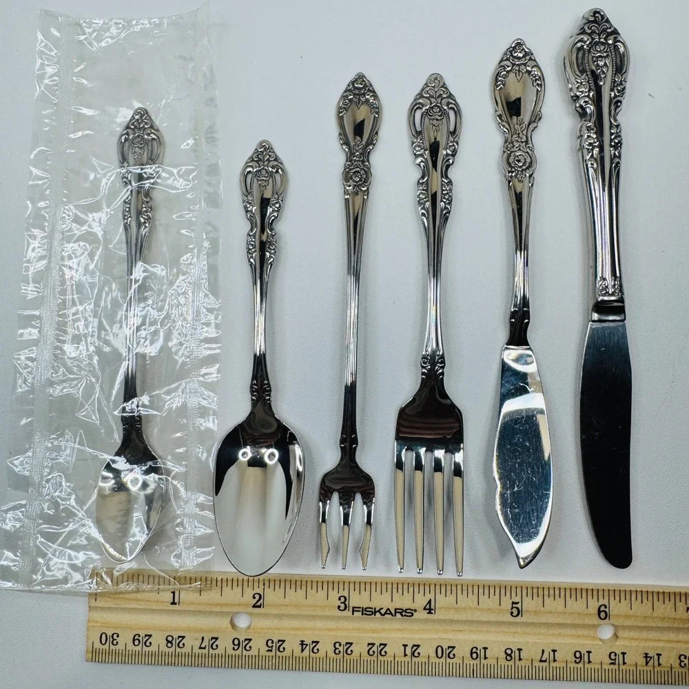 Oneida Plantation‎ Stainless Mixed Serving Utensils Lot 6 Rose Floral Flatware